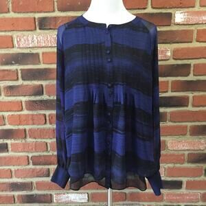 Catherine Malandrino Pleated Button Blouse Top sz M